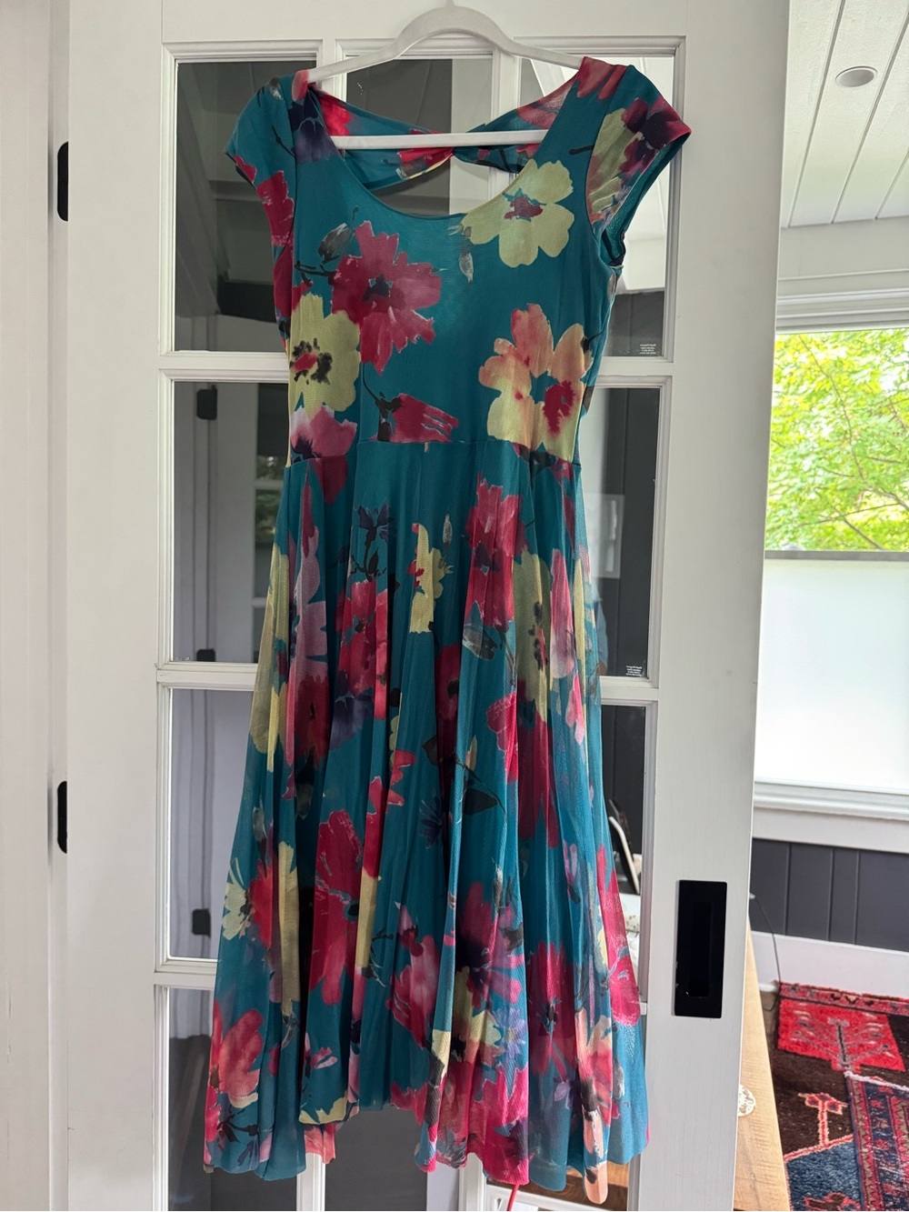 Weston Wear Teal Knit Dress with Subtle Floral Accents